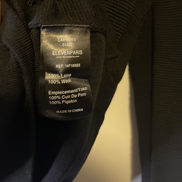 Mens ribbed crew neck sweater with leather details - Picture 7 of 11